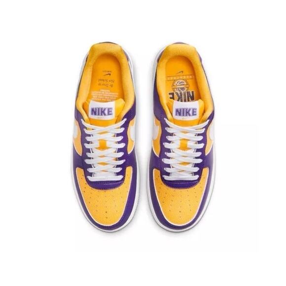 Sz 9 Wmn NIKE Air Force 1 '07 SE Court Purple University Gold Yellow FJ1408-500 - Picture 6 of 8